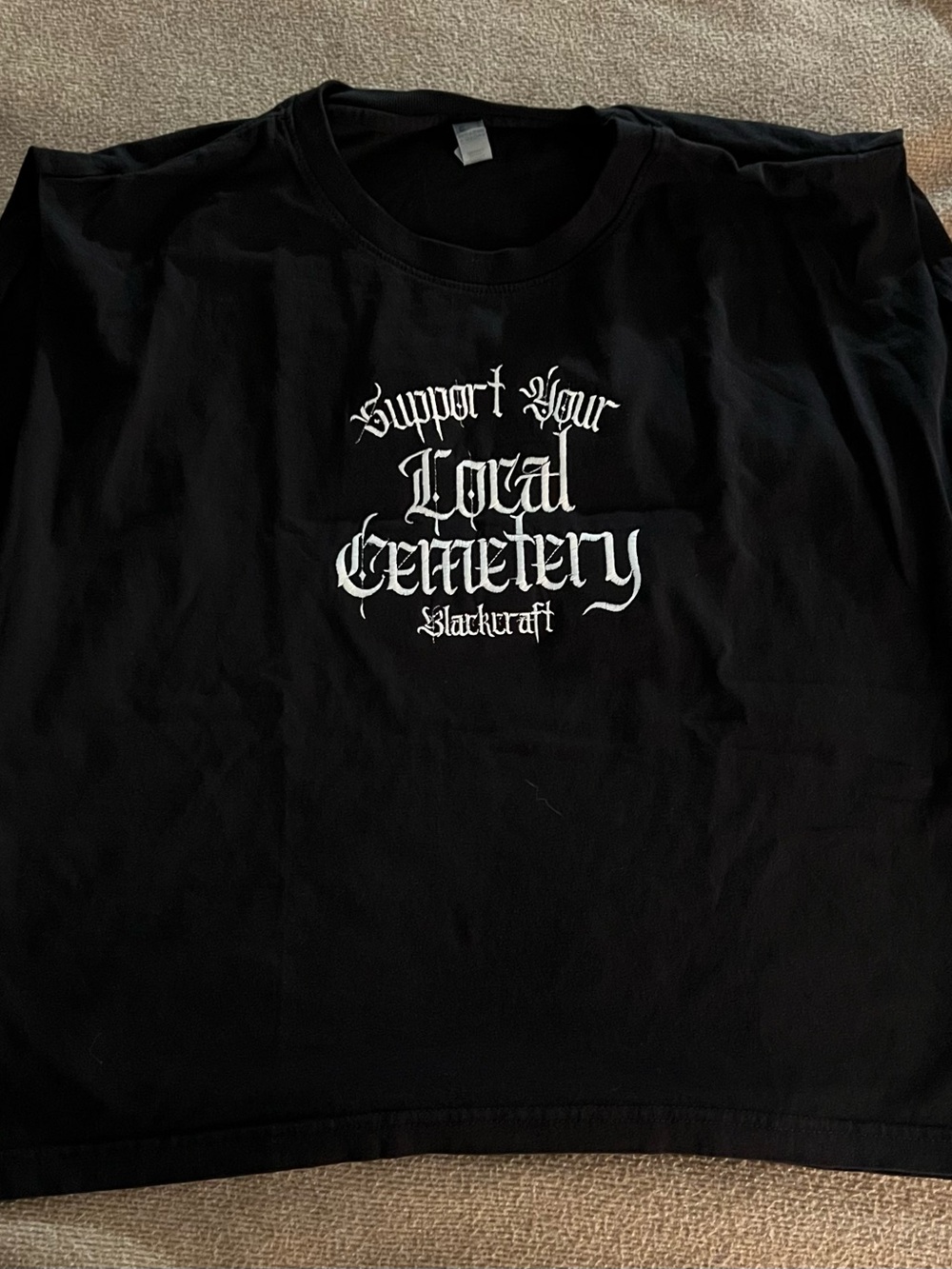 Blackcraft Cult Support Your Local Cemetery Embroidered Muscle Crop Top XL NWT